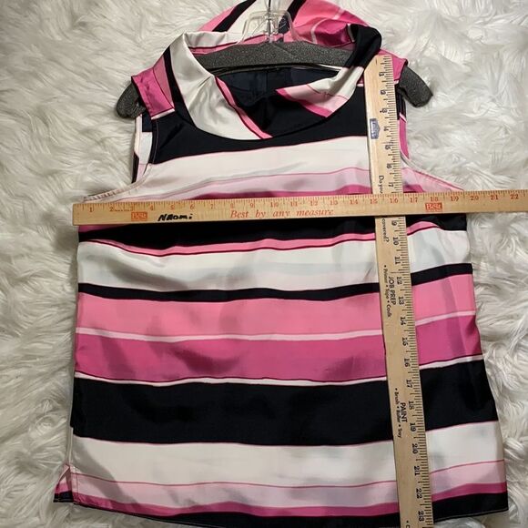 Talbots size 10 sleeveless multicolor striped pink/black blouse - Picture 9 of 9